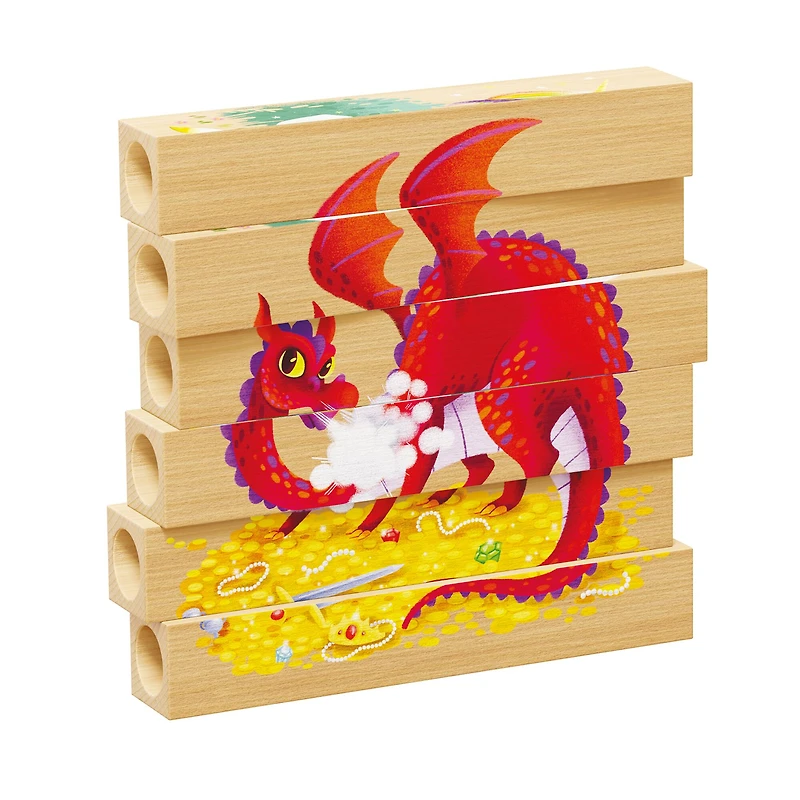 Quercetti® Fantasy Animals Mix-N-Match Wood Puzzle
