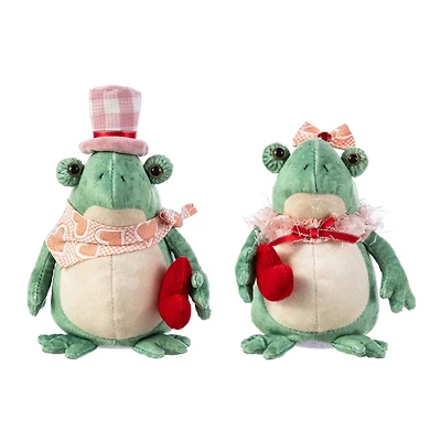 Glitzhome® Valentine's Frog Couple Figurine Set