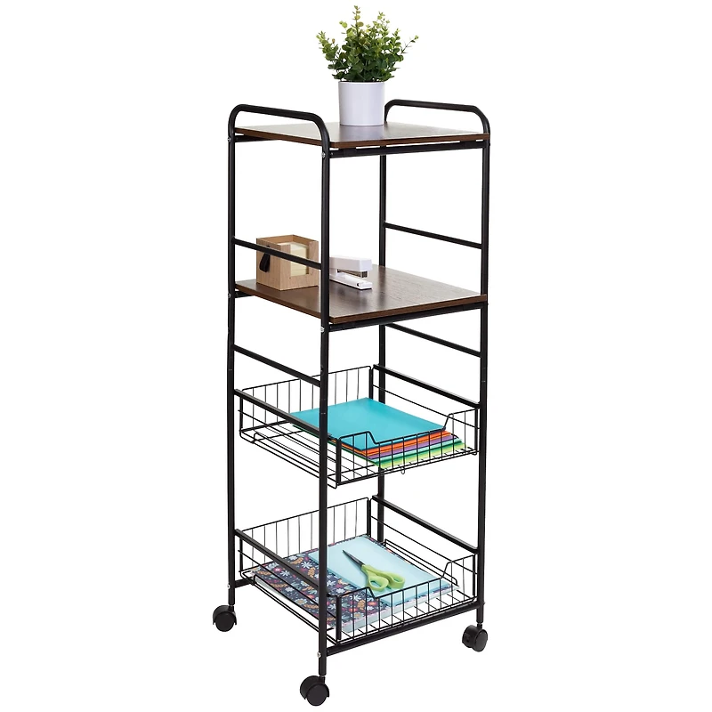 Honey Can Do Black 4-Tier Rolling Cart
