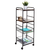 Honey Can Do Black 4-Tier Rolling Cart
