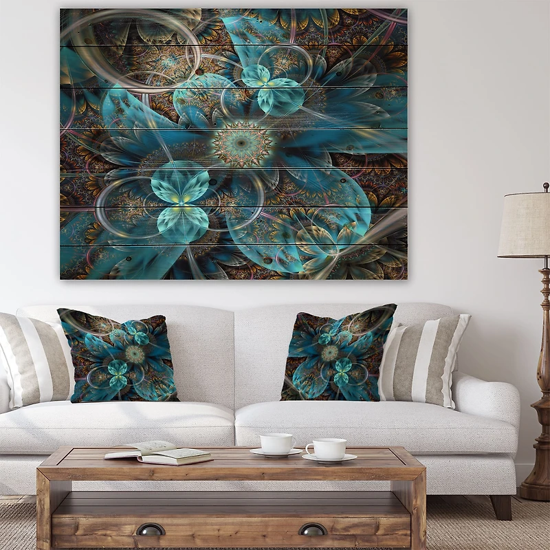 Designart - Fractal Blue Flowers
