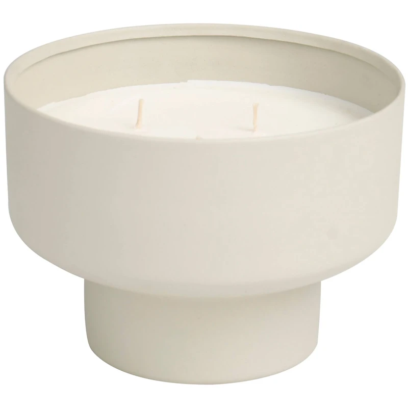 White Wax White Sage Scented Candle with Elevated Matte Light Gray Container