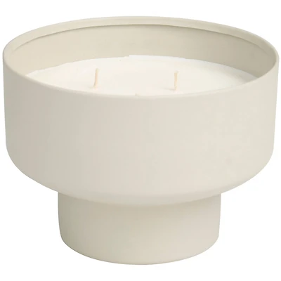 White Wax White Sage Scented Candle with Elevated Matte Light Gray Container