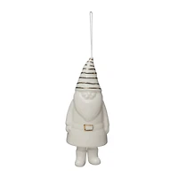 Hello Honey® 6" White Stoneware Gnome Bell with Gold Electroplating