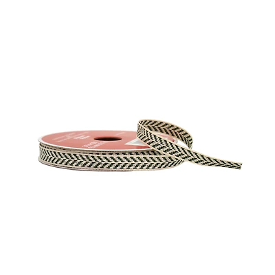 3/8" x 30ft. Green Herringbone Ribbon by Celebrate It®