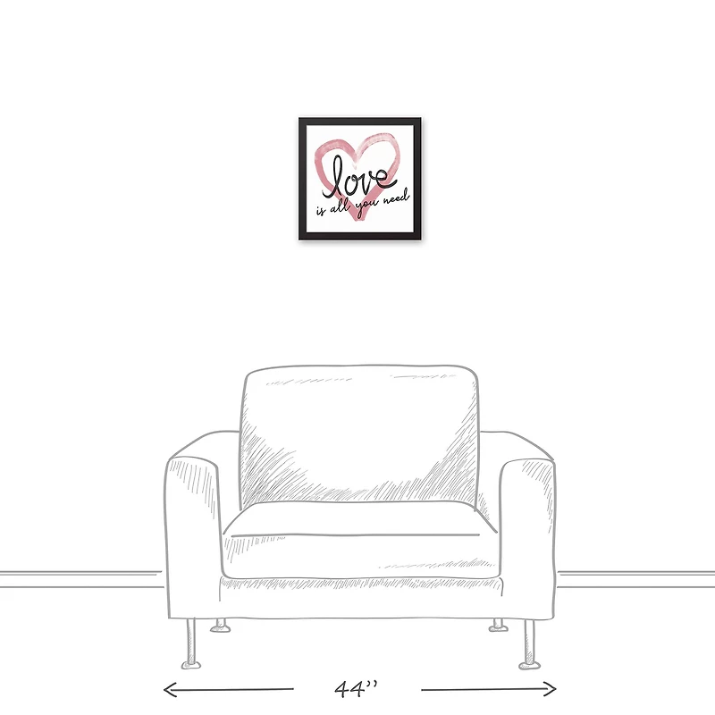 Love is all You Need Heart 13.73" x 13.73" Black Framed Canvas