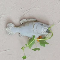 Hello Honey® 11.75" White & Tan Reactive Glaze Stoneware Fish Shaped Wall Vase
