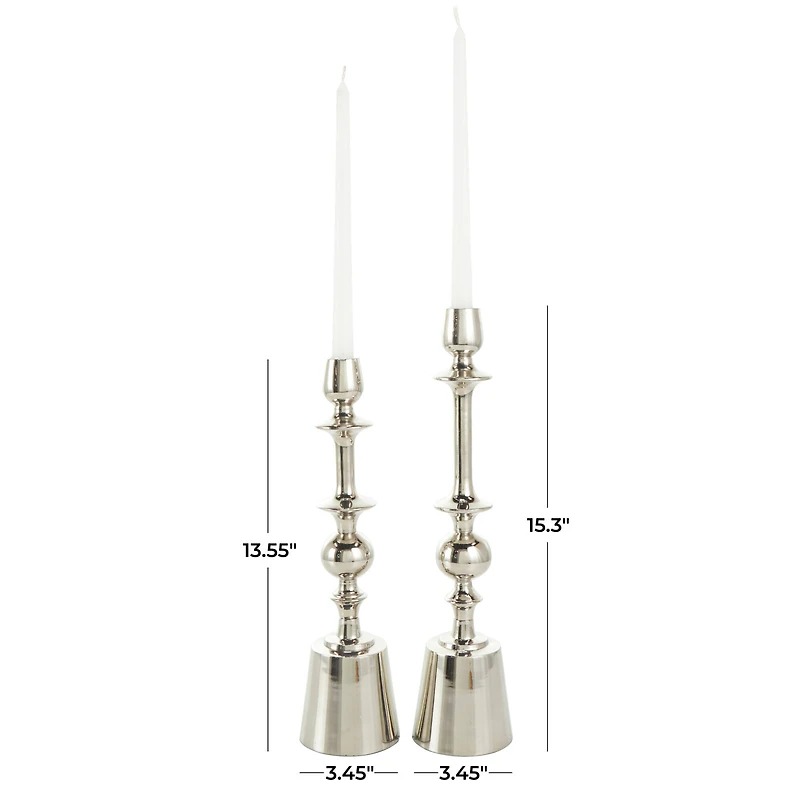 Silver Aluminum Candle Holder Set