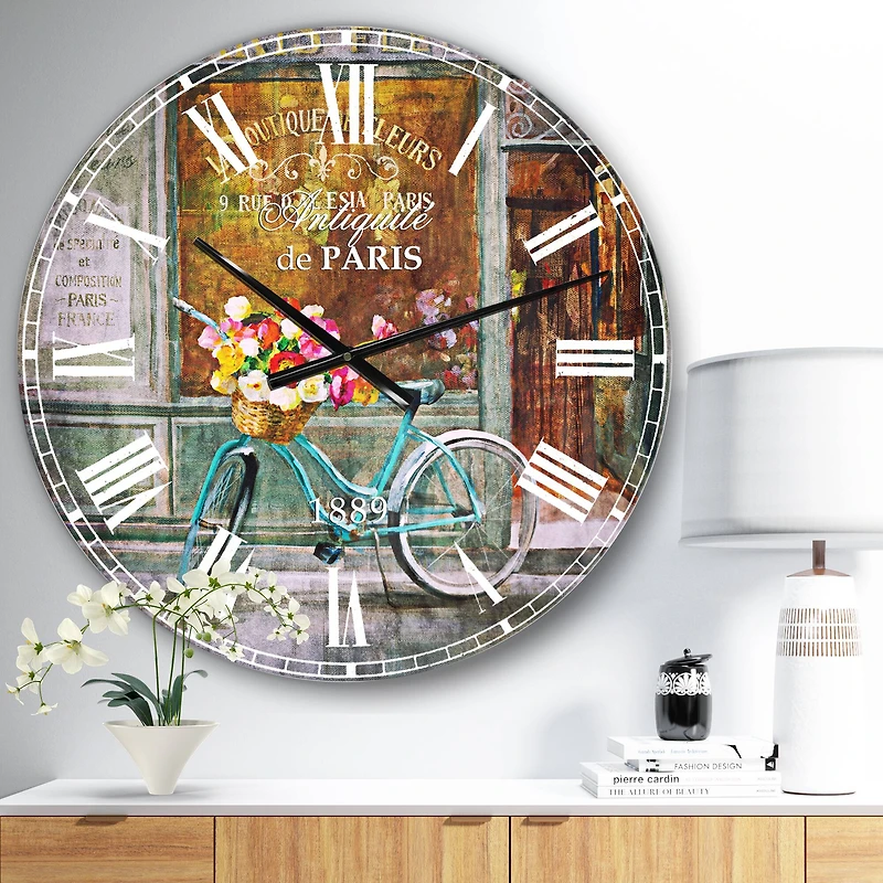 Designart Paris French Flower Shop Wall Clock