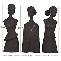 Dark Gray Polystone African Woman Sculpture Set
