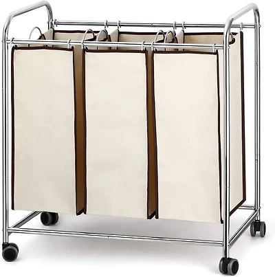 NEX™ 30" Chrome Removable 3-Bag Laundry Sorter