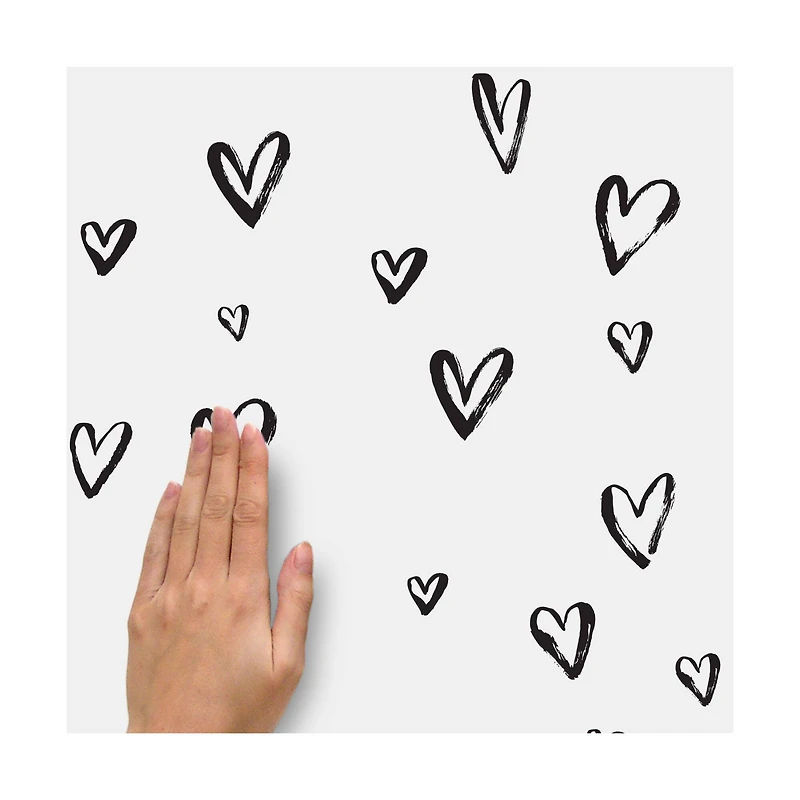 RoomMates Black Sketchy Hearts Peel & Stick Wall Decals
