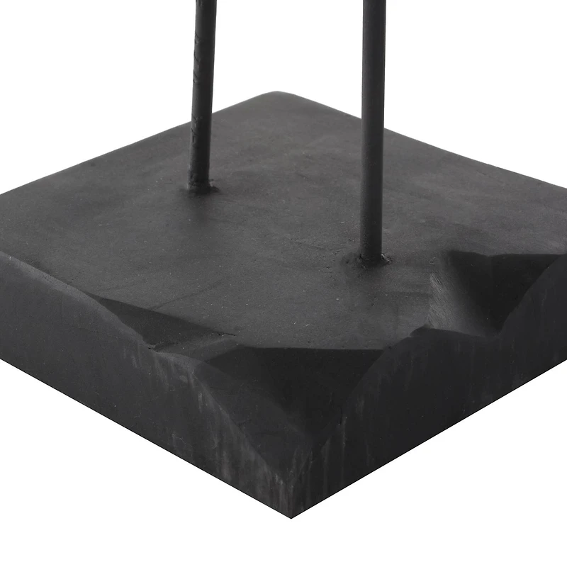 32" Black Teak Wood 3-Link Chain Sculpture with Stand