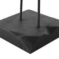 32" Black Teak Wood 3-Link Chain Sculpture with Stand