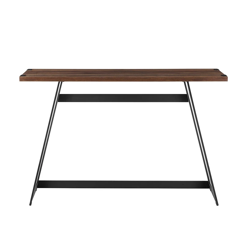 Walker Edison Dark Walnut Faux Wrap Modern Industrial Entry Table