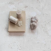 Hello Honey® Natural Round Travertine Salt & Pepper Shaker Set
