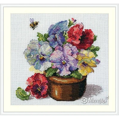 Merejka Spring Pansies Counted Cross Stitch Kit