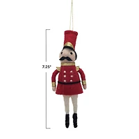 Hello Honey® 7.25" Handmade Wool Felt Soldier Ornament with Glitter