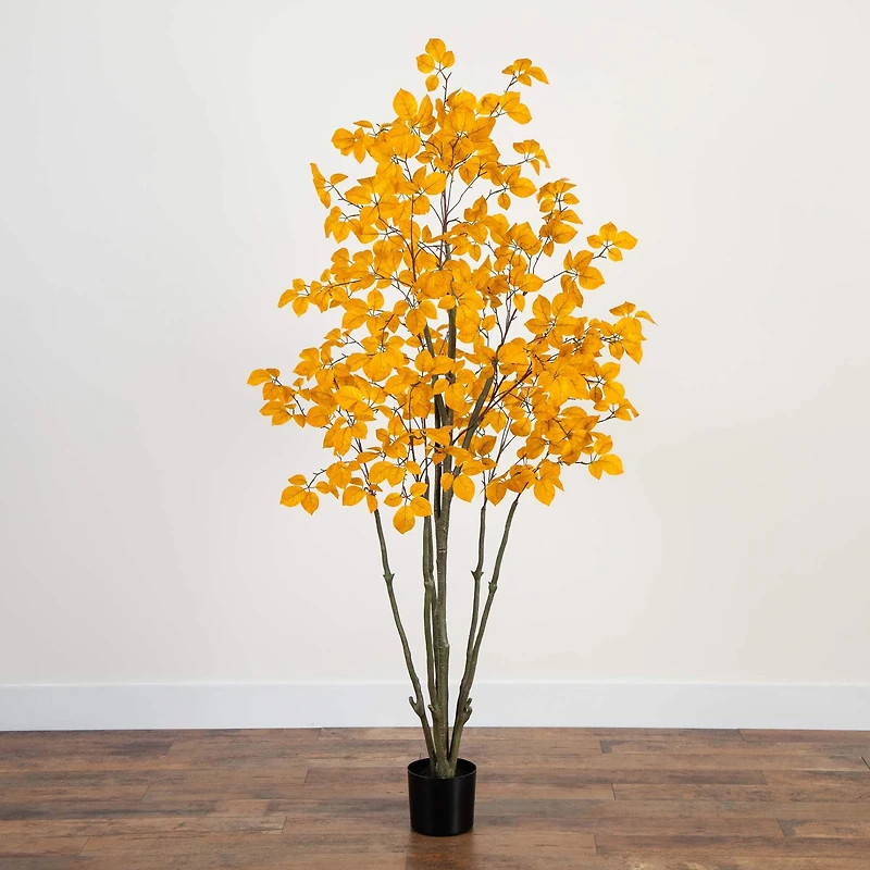 6ft. Orange Autumn Oyama Magnolia Artificial Potted Tree