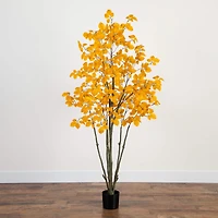 6ft. Orange Autumn Oyama Magnolia Artificial Potted Tree