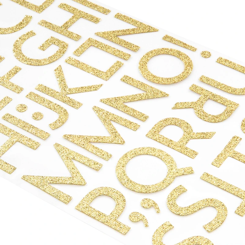 12 Pack: Gold Glitter Block Alphabet Stickers by Recollections™