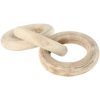 20" Cream Wood Chain 3-Link Sculpture with Natural Wood Grain