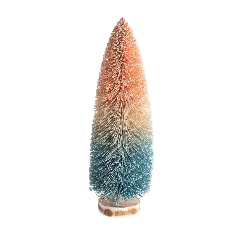Hello Honey® 14.5" Pink-to-Blue Ombre Sisal Bottle Brush Tree with Wood Base