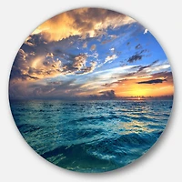 Designart Exotic Tropical Beach at Sunset Seashore Metal Circle Wall Art