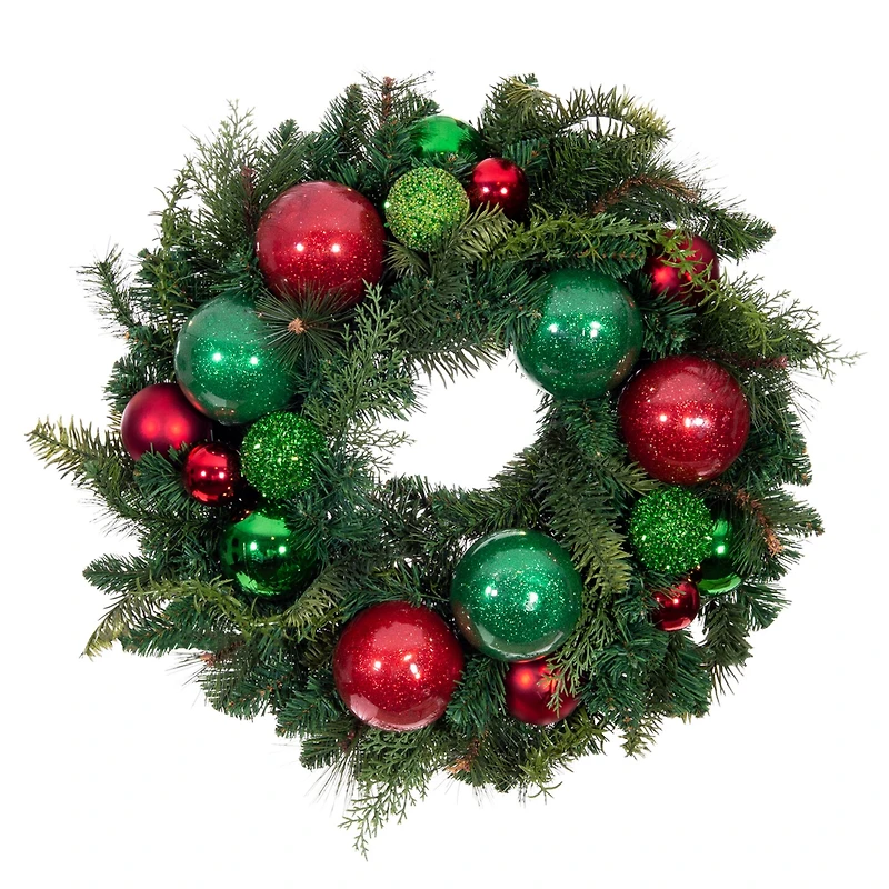Village Lighting 24" Pre-Lit Christmas Cheer Wreath, Clear LED Lights