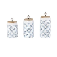 White & Blue Metal Farmhouse Decorative Jar Set