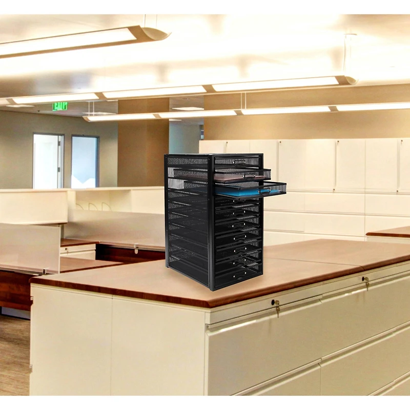 Mind Reader Black 10-Compartment Mesh Desk Organizer