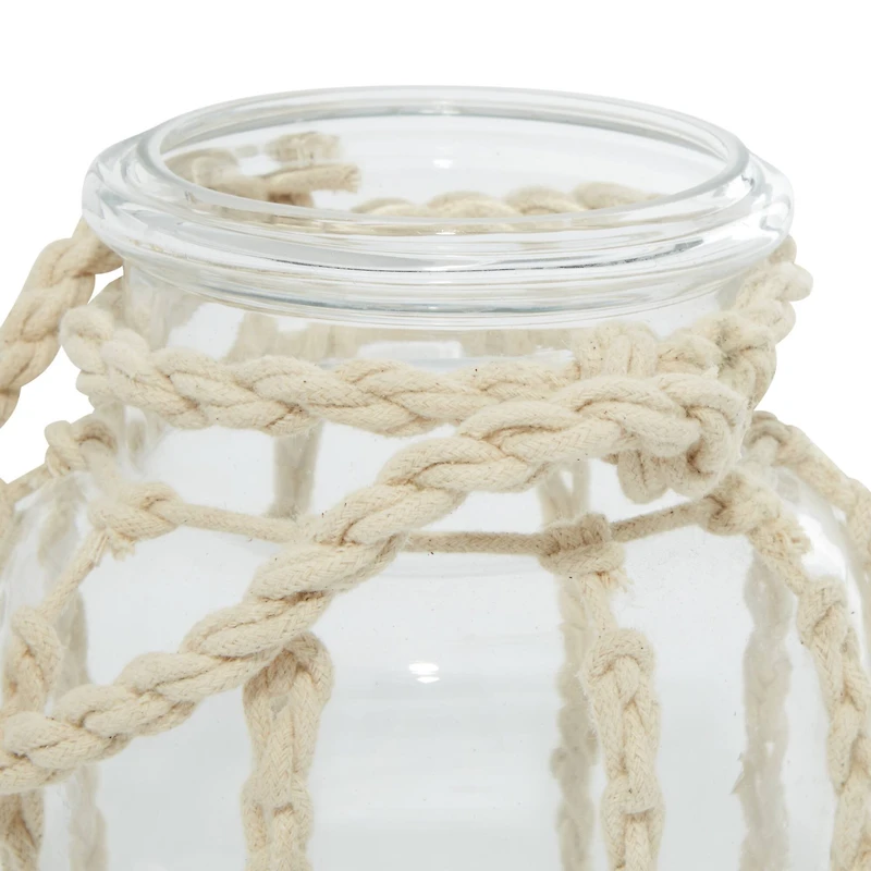 White Glass Coastal Lantern, 6" x 6" x 6"
