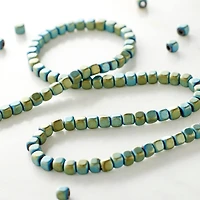 12 Pack:  Aqua Hematite Cube Beads, 3mm by Bead Landing™