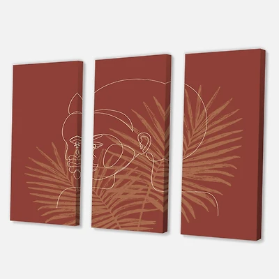 Designart - Sillhouette of African American Girl on Palm Leaves