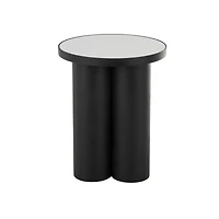 19.75" Black Metal Side End Accent Table with White Marble Tabletop