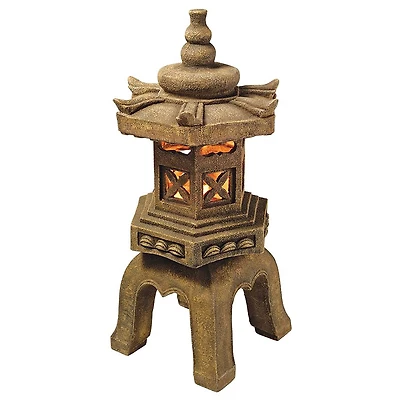 Design Toscano 27" Illuminated Brown Pagoda Lantern LED Statue