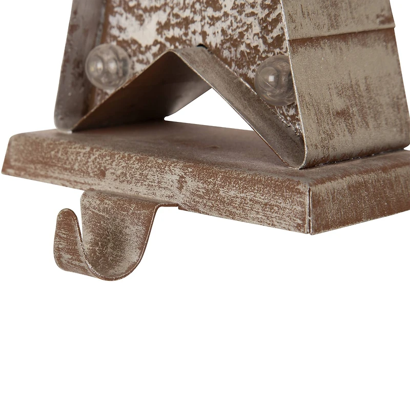 Glitzhome® 8" Marquee LED Christmas Tree & Star Wooden & Metal Stocking Holder Set