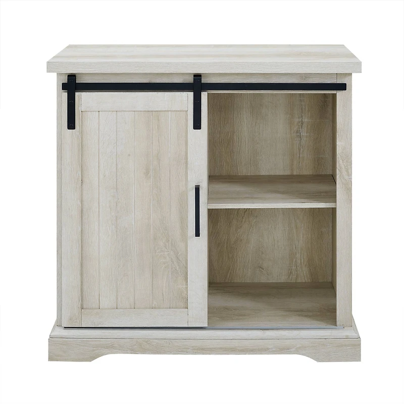 Edison Walker 32" White Oak Sliding Grooved Door Modern Accent Cabinet