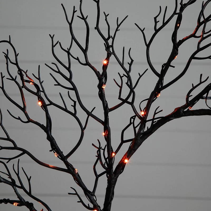 23" Pre-Lit Halloween Black Wreath