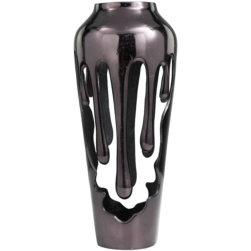 19" Black Aluminum Drip Vase with Melting Designed Body