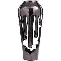 19" Black Aluminum Drip Vase with Melting Designed Body