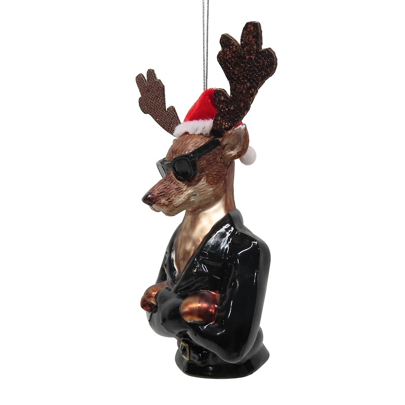 5" Cool Reindeer Glass Ornament by Ashland®