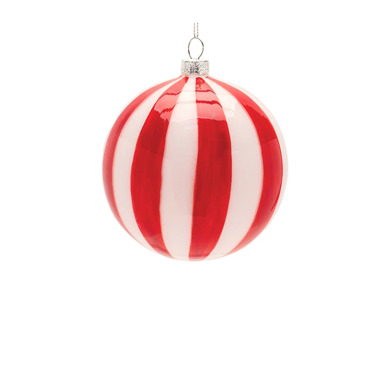 6ct. Striped Glass Ornaments