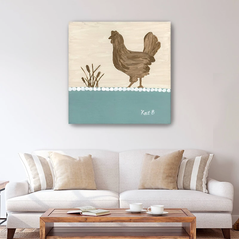 Out To Pasture I Brown Chicken Canvas Giclee