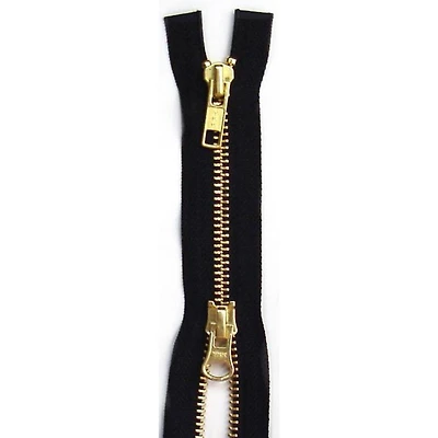 YKK Black & Brass 2 Way Separating Parka Zipper