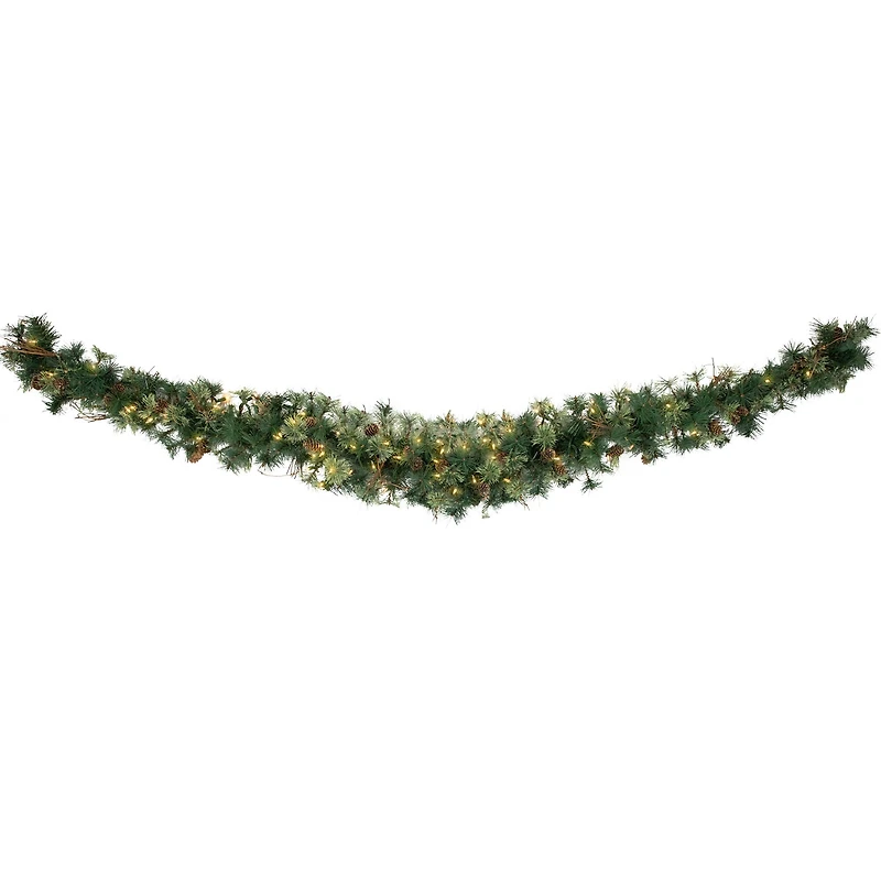 72" Pre-Lit Country Mixed Pine Artificial Christmas Swag, Clear Lights