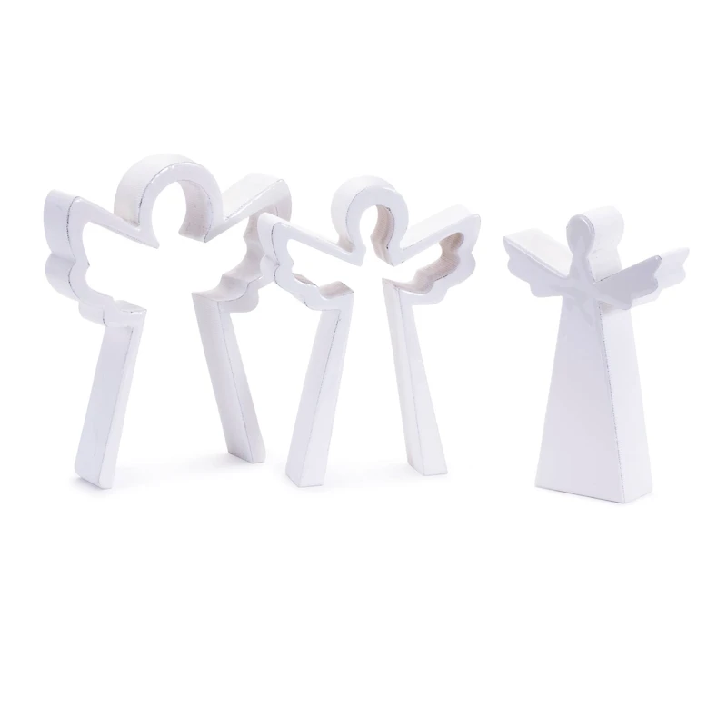 8" White Wood Angel Nesting Display Set