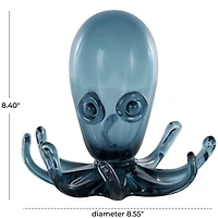 8.5" Blue Ombre Glass Octopus Sculpture
