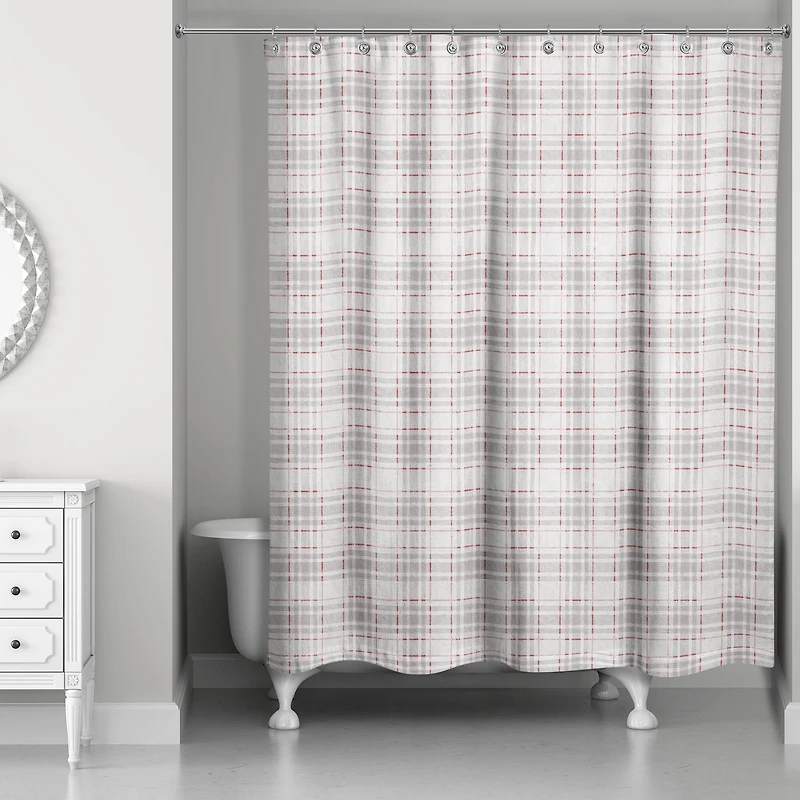 Holiday Gray Plaid Shower Curtain