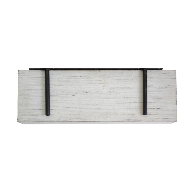 Small Whitewashed Wood Floating Wall Shelf